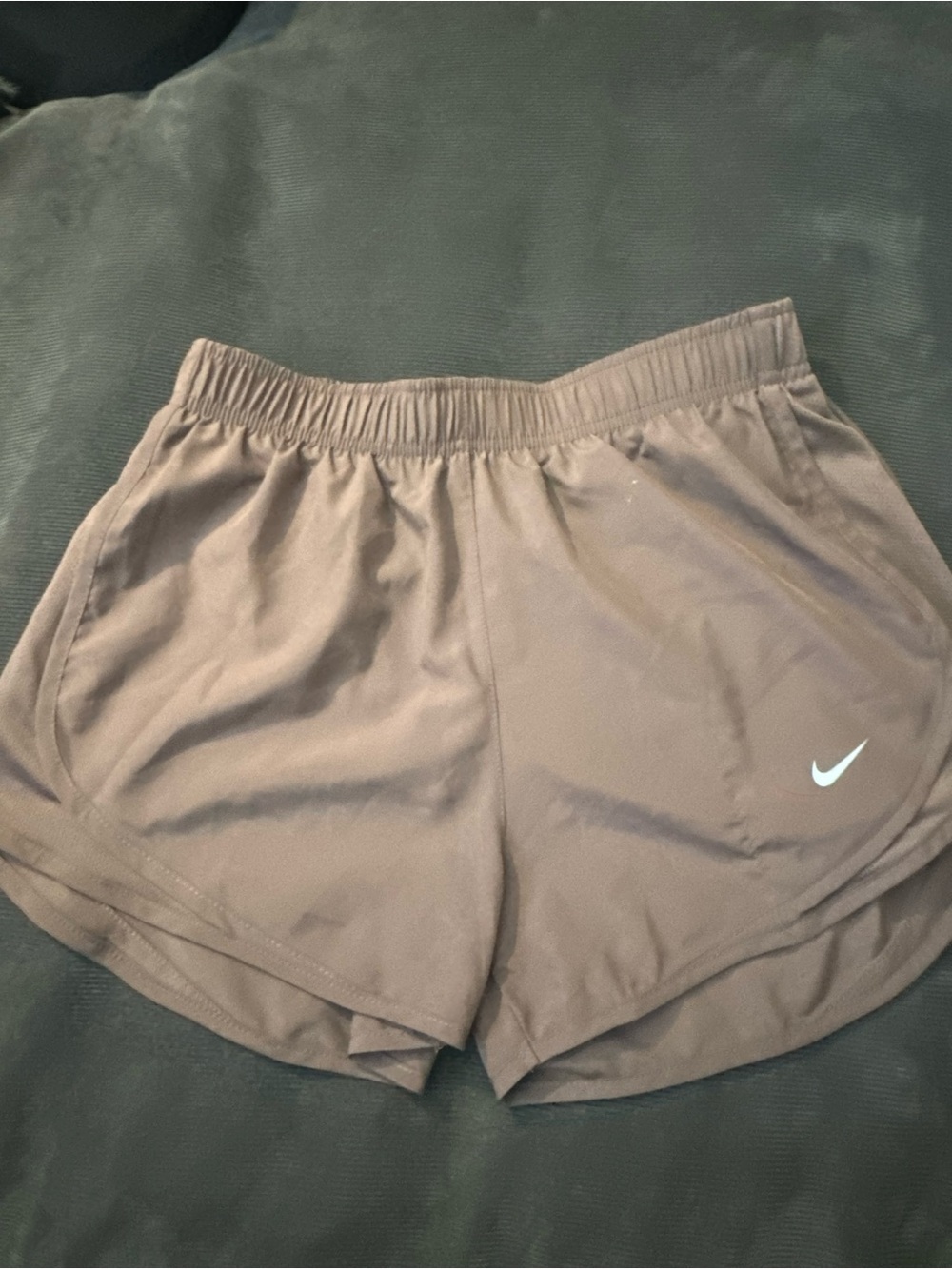 Nike Women's Brown Running Shorts with White Swoosh